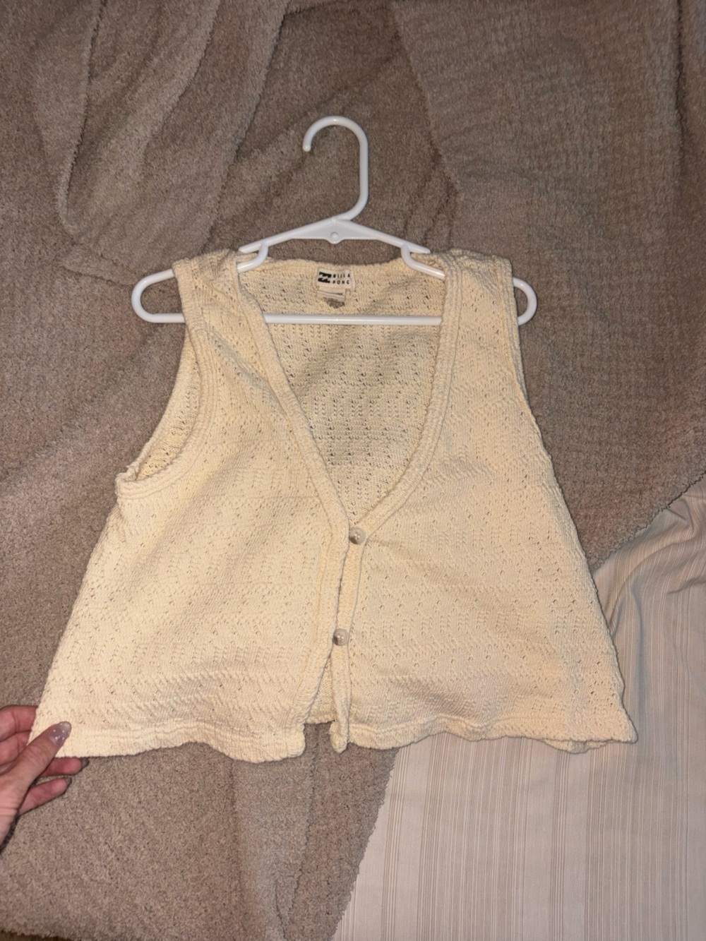 Billabong Cream Knitted Button Vest